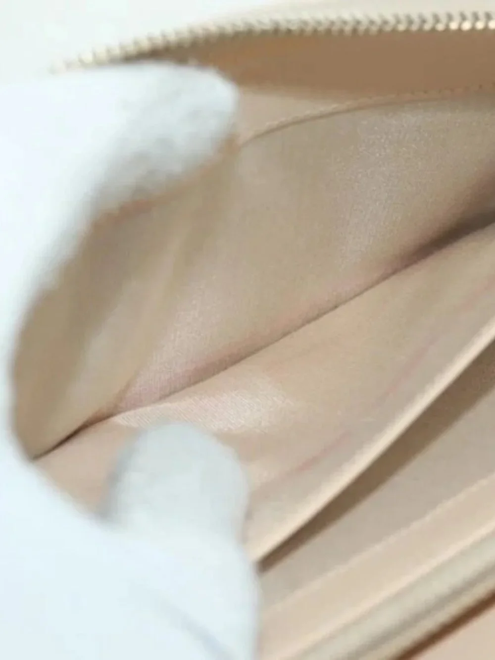 CHANEL Long Wallet Lamb Skin Beige Gold CC Auth 167178SAM